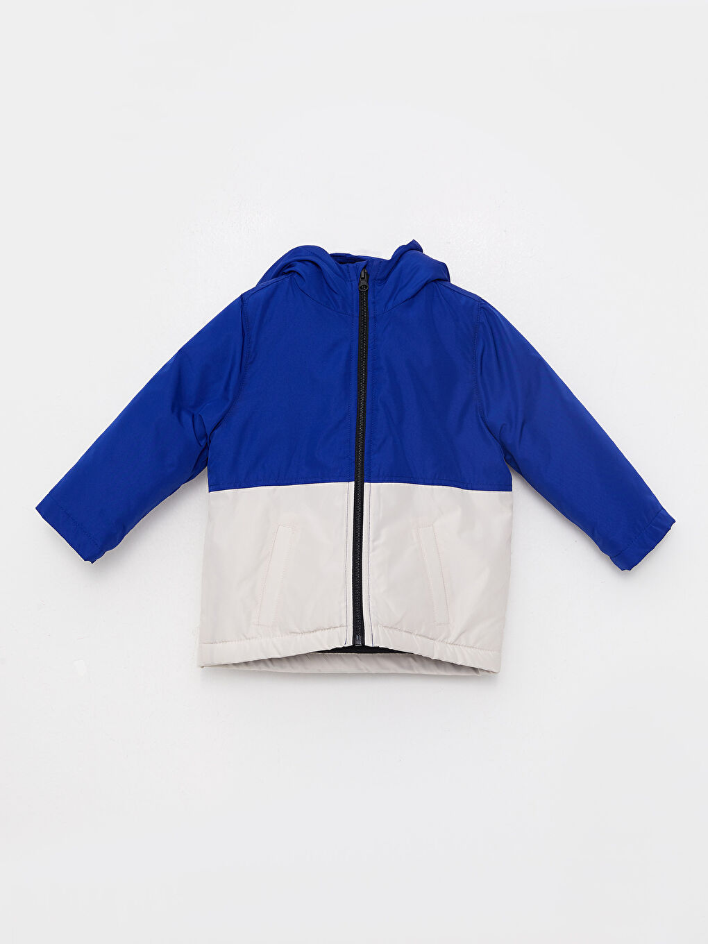 Hooded Long Sleeve Baby Boy Coat with Color Block