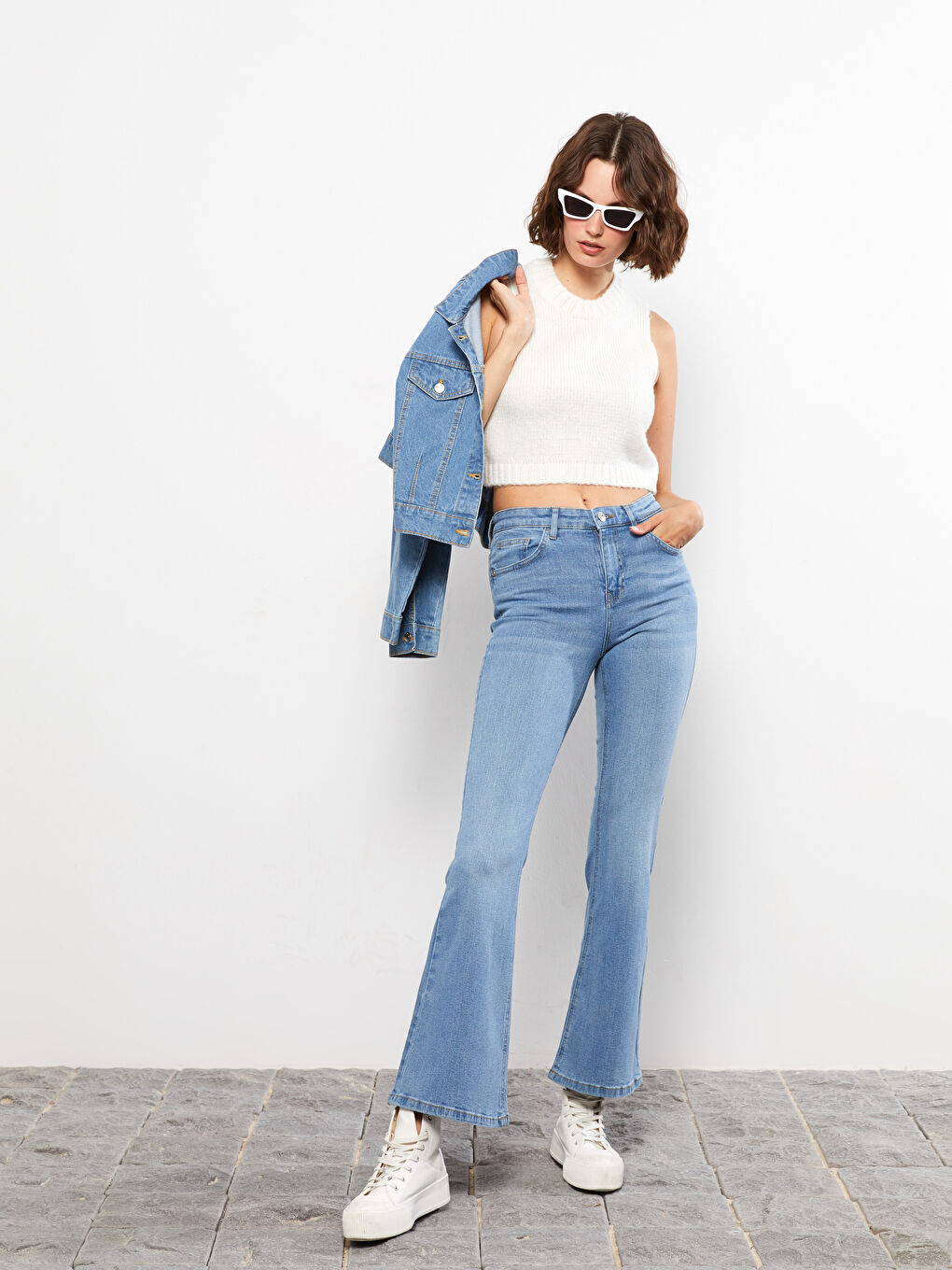 Blugi Evazați Marte cu Talie Înaltă pentru Femei