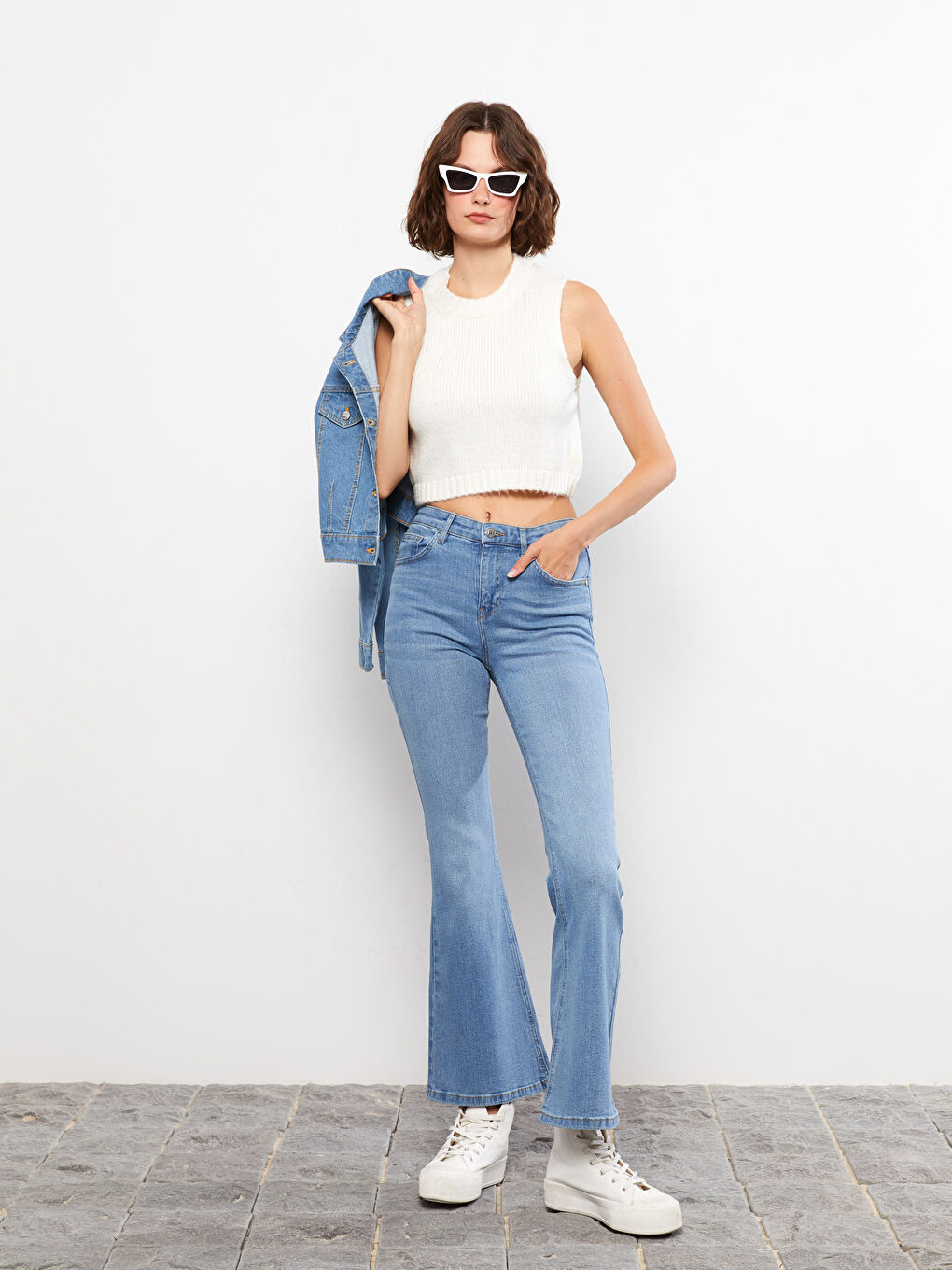 Blugi Evazați Marte cu Talie Înaltă pentru Femei-1