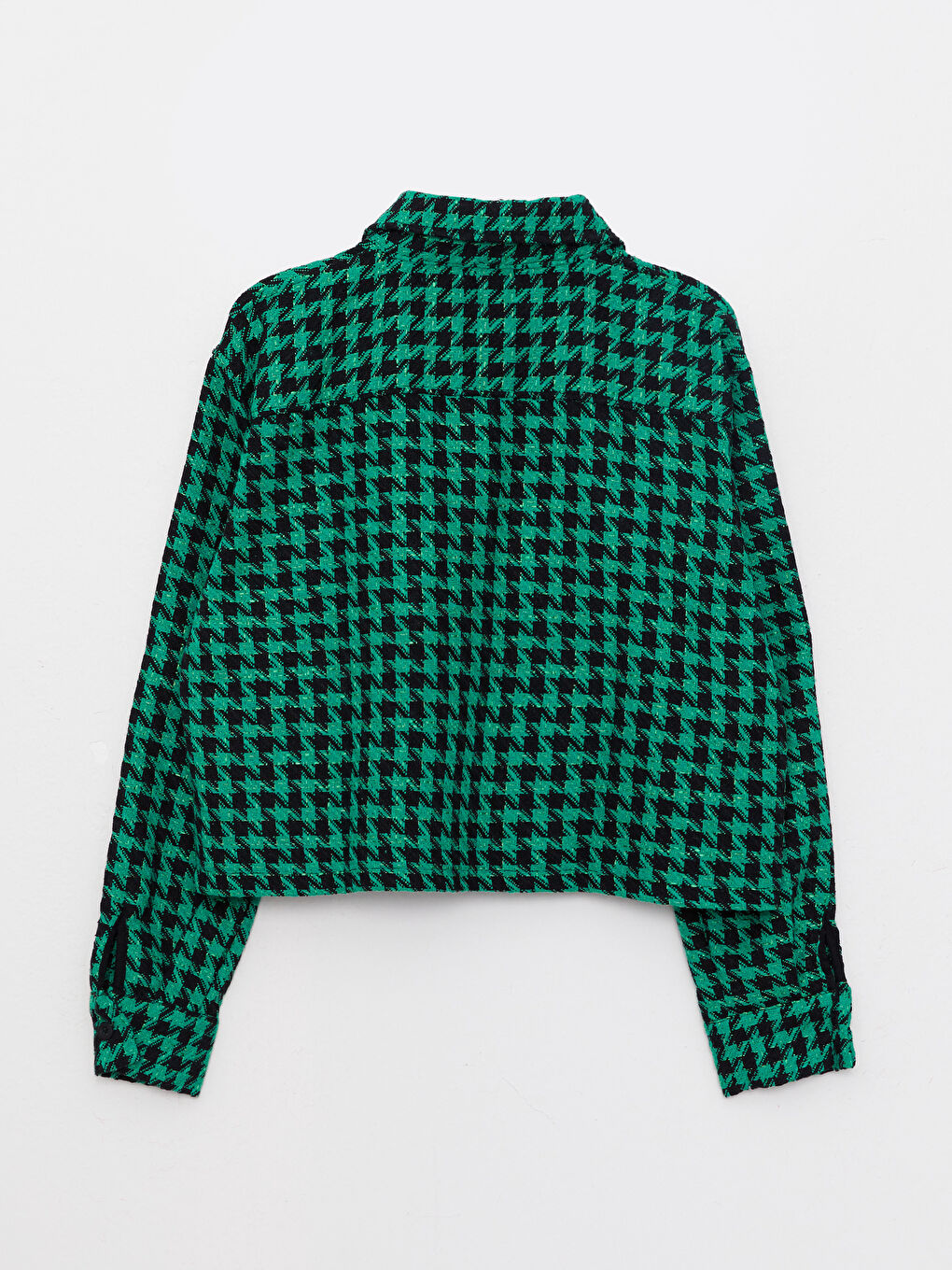 Buttoned Plaid Long Sleeve Women's Tweed Shirt Jacket-8