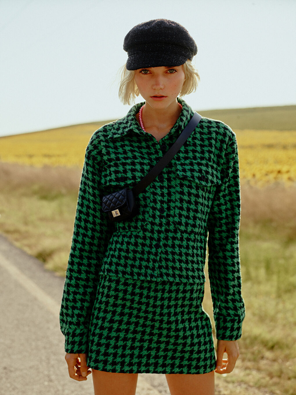 Buttoned Plaid Long Sleeve Women's Tweed Shirt Jacket