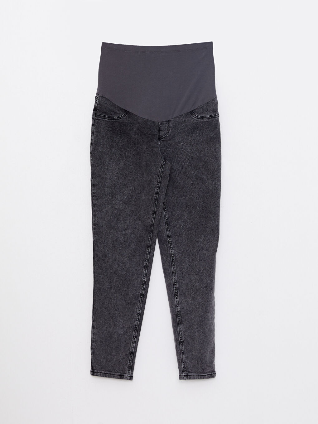 Gri Karın Panelli Mom Fit Düz Hamile Rodeo Jean Pantolon-5