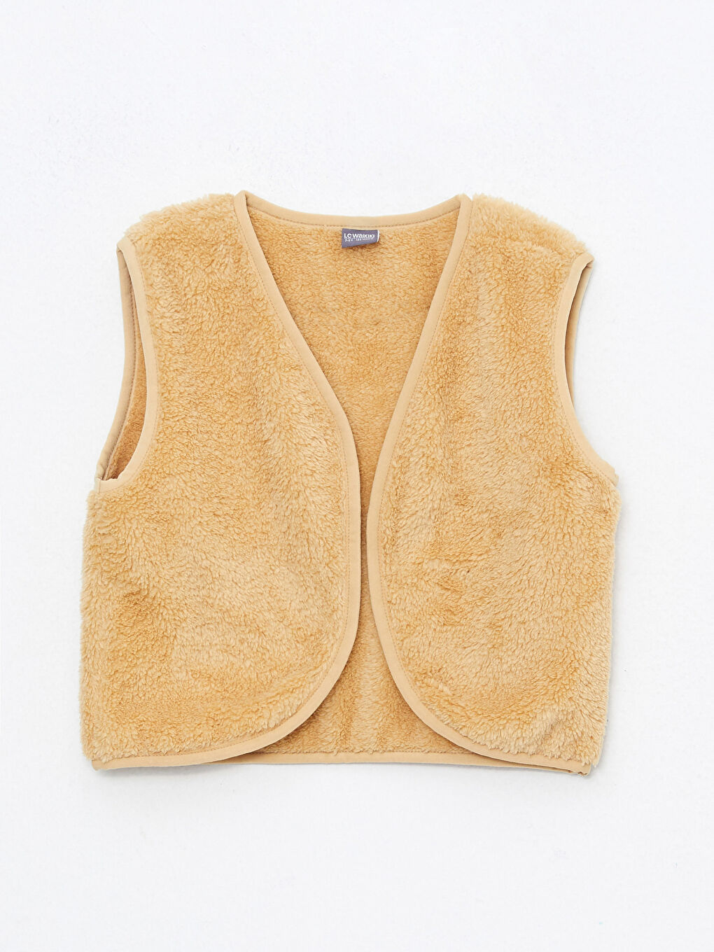 V Neck Basic Plush Girl Vest