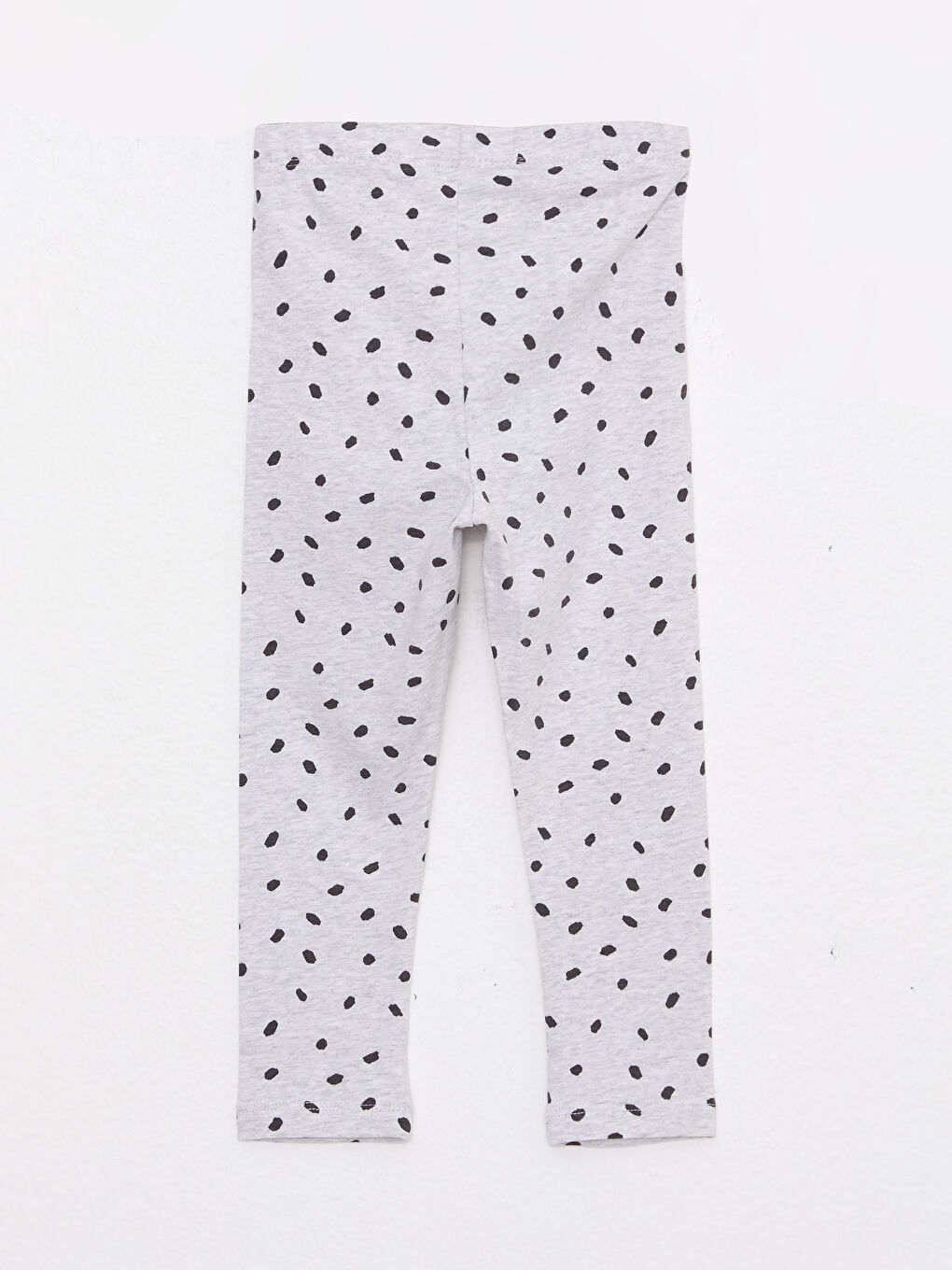 Gri Beli Lastikli Baskılı Pamuklu Kız Bebek Tayt-1