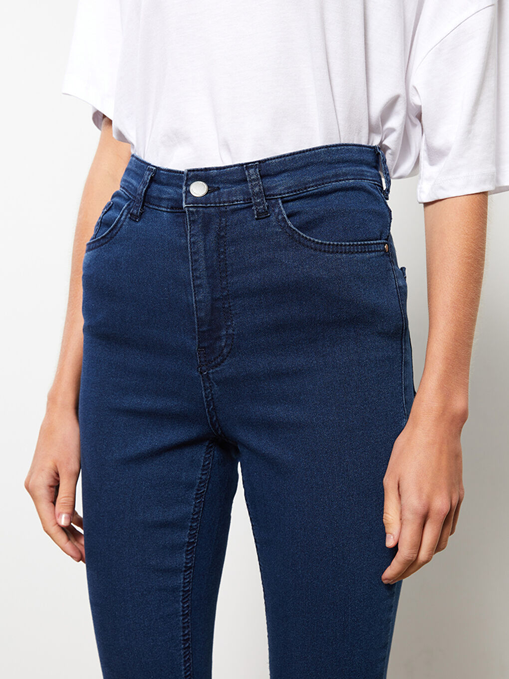 LCW ECO Women's High Waist Mercury Skinny Fit Straight Jean Pants -W2BJ83Z8-H45