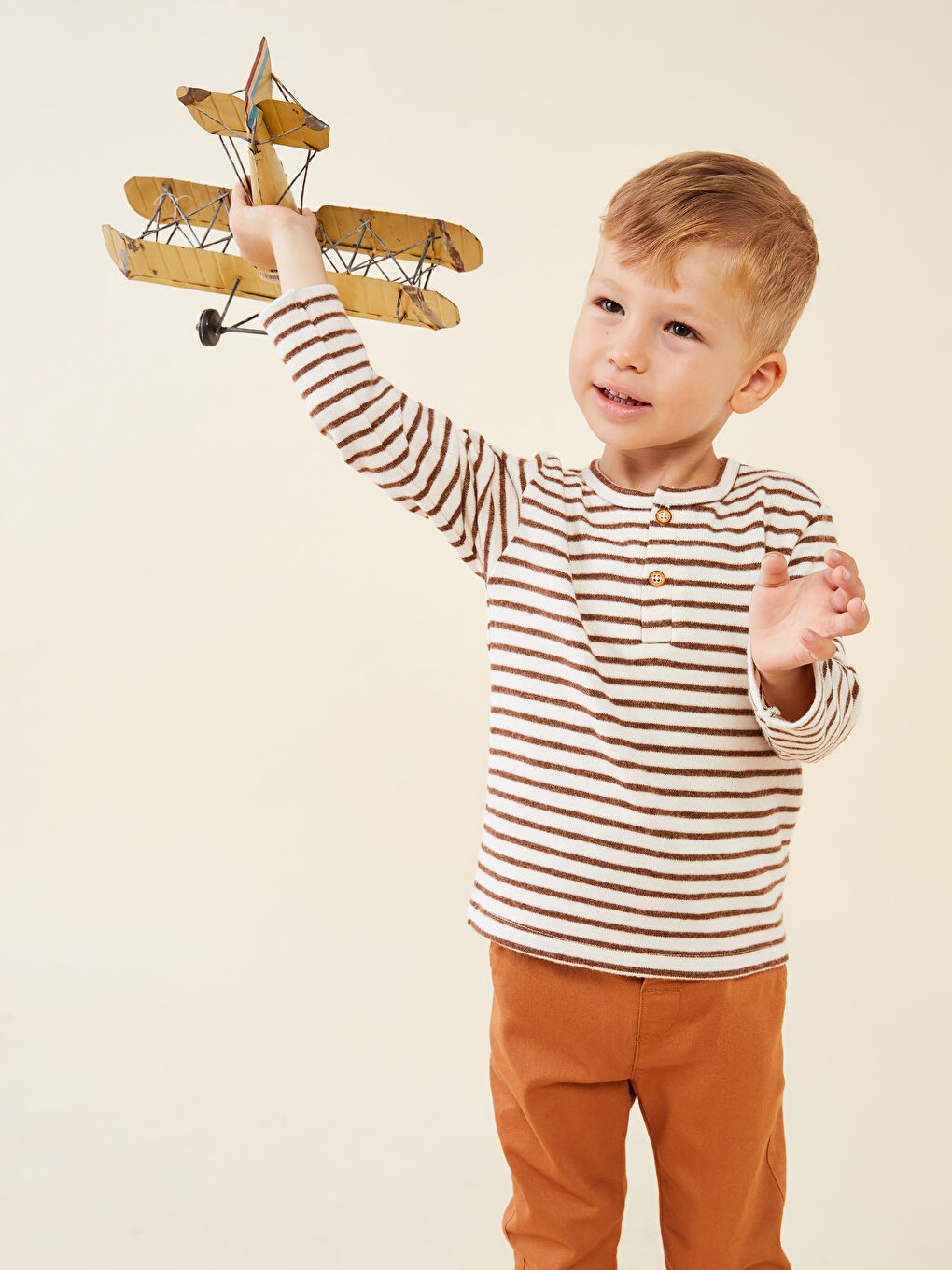 Crew Neck Long Sleeve Striped Baby Boys' T-Shirt