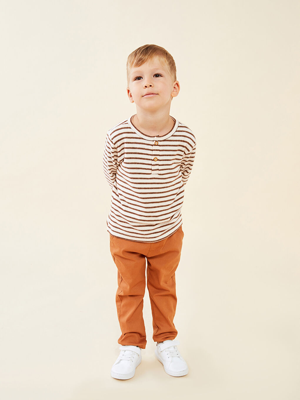 Crew Neck Long Sleeve Striped Baby Boys' T-Shirt-1
