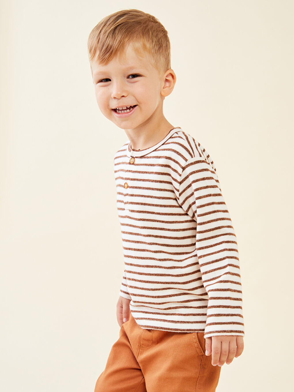 Crew Neck Long Sleeve Striped Baby Boys' T-Shirt-3