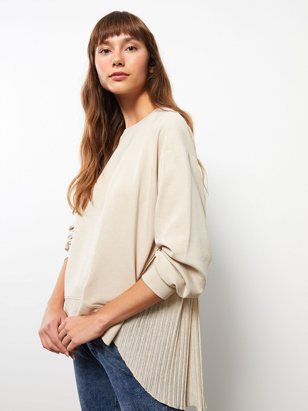 Crew Neck Plain Long Sleeve Women's Sweatshirt