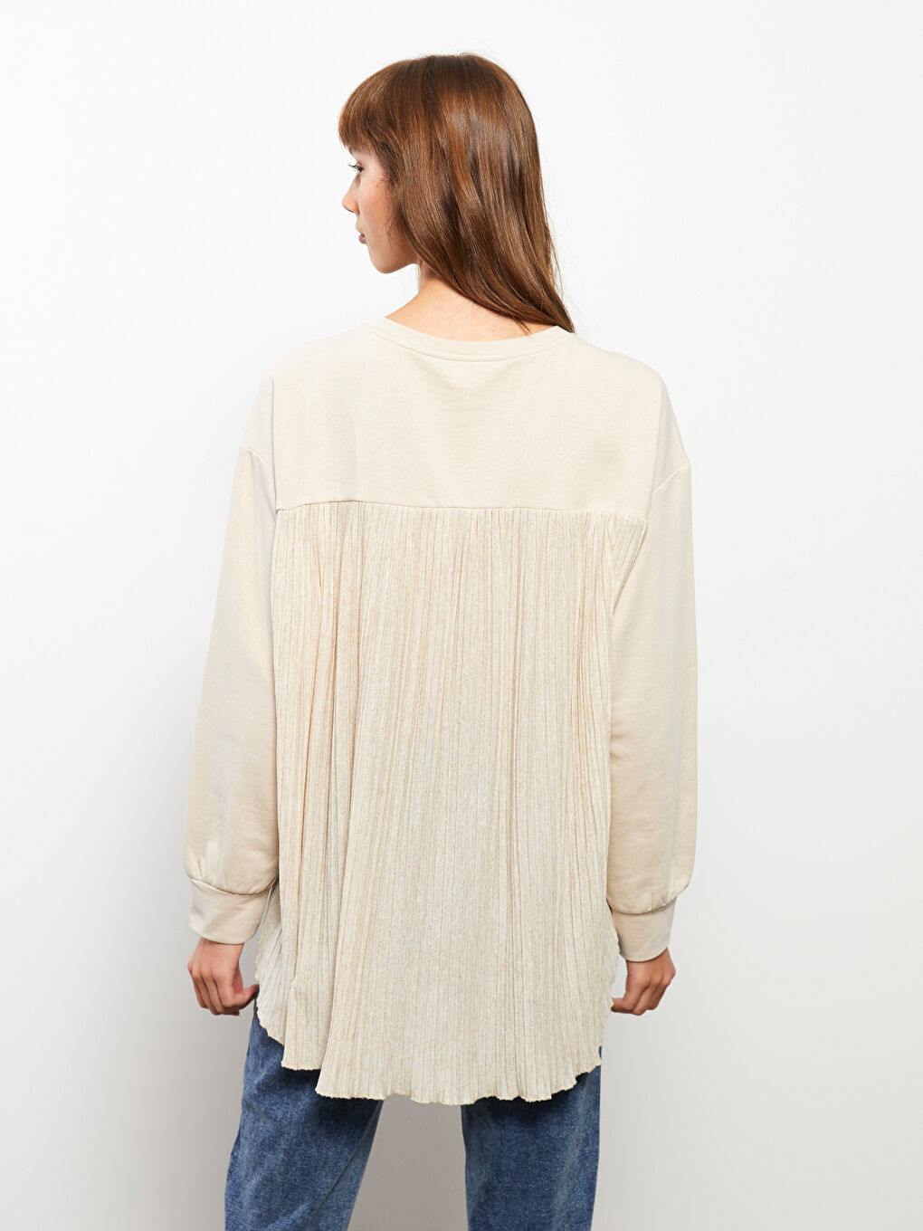 Crew Neck Plain Long Sleeve Women's Sweatshirt-6