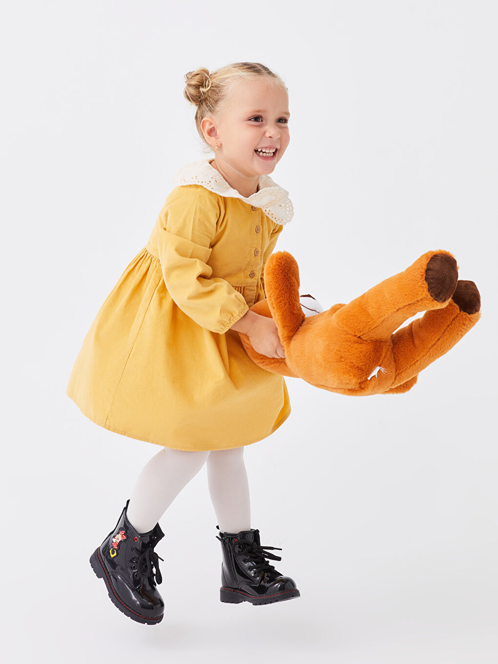 LC Waikiki Bebe Collar Long Sleeve Baby Girl Velvet Dress -W2BK07Z1-G4N