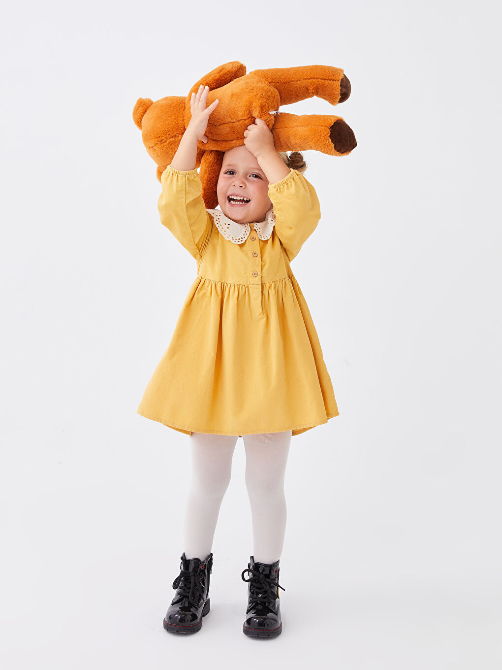 LC Waikiki Bebe Collar Long Sleeve Baby Girl Velvet Dress -W2BK07Z1-G4N