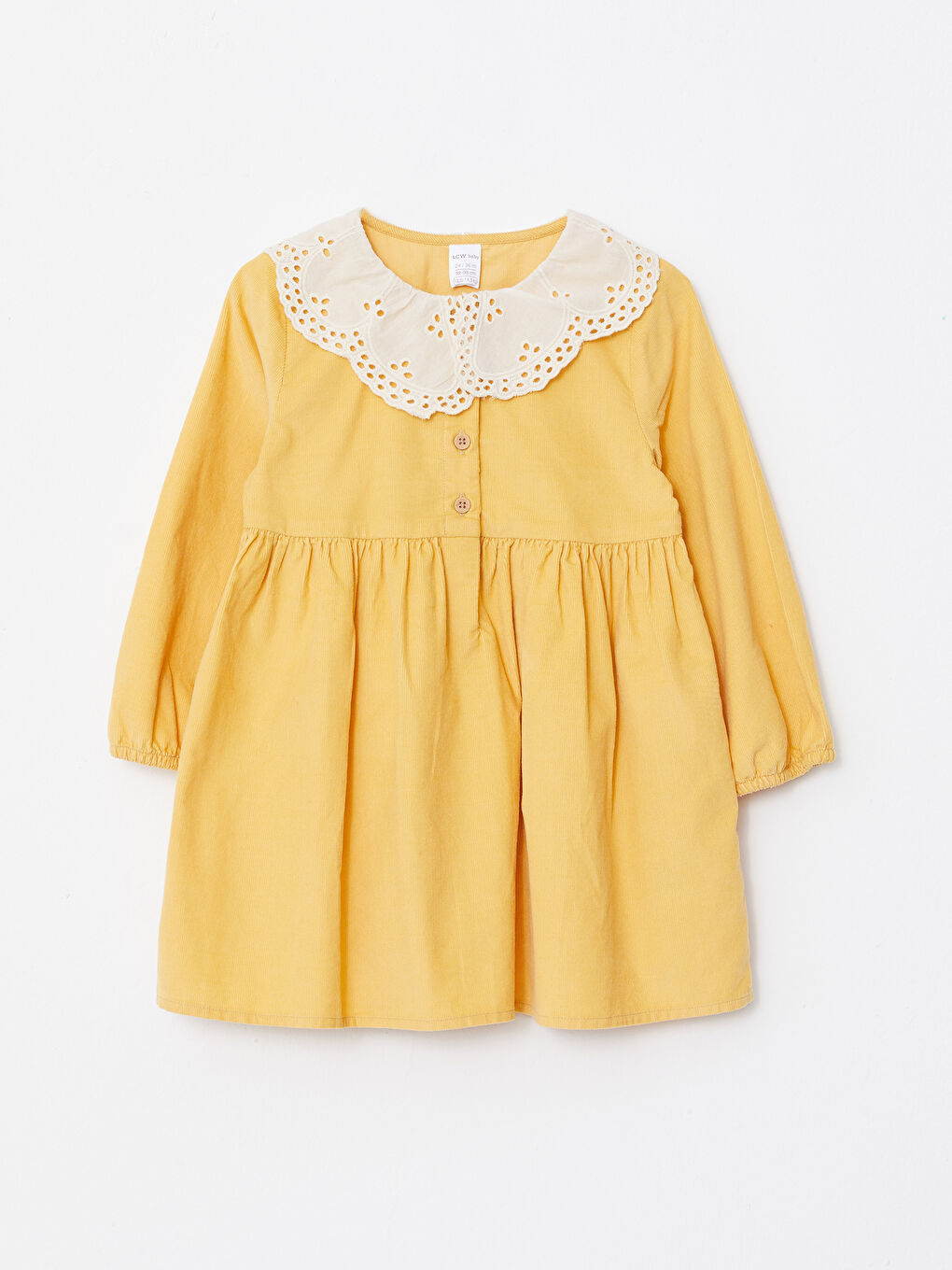 LC Waikiki Bebe Collar Long Sleeve Baby Girl Velvet Dress -W2BK07Z1-G4N