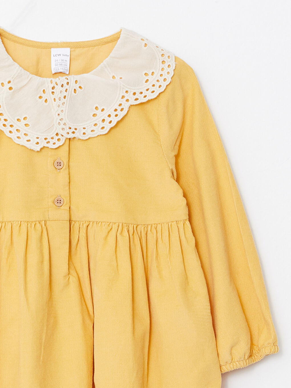 LC Waikiki Bebe Collar Long Sleeve Baby Girl Velvet Dress -W2BK07Z1-G4N
