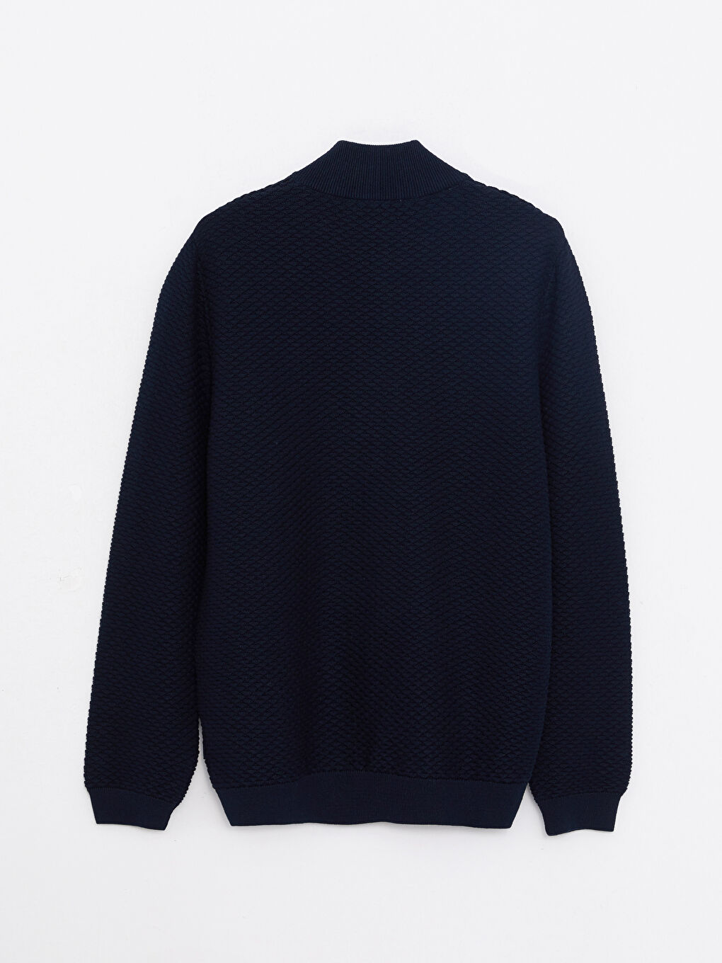 Lacivert Standart Kalıp Dik Yaka Erkek Triko Hırka-9