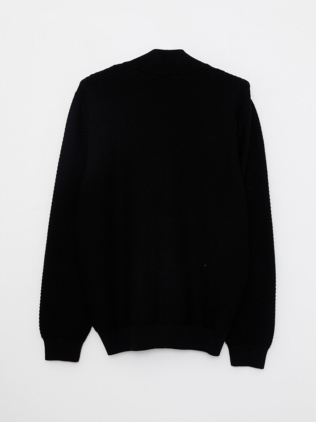 Siyah Standart Kalıp Dik Yaka Erkek Triko Hırka-8