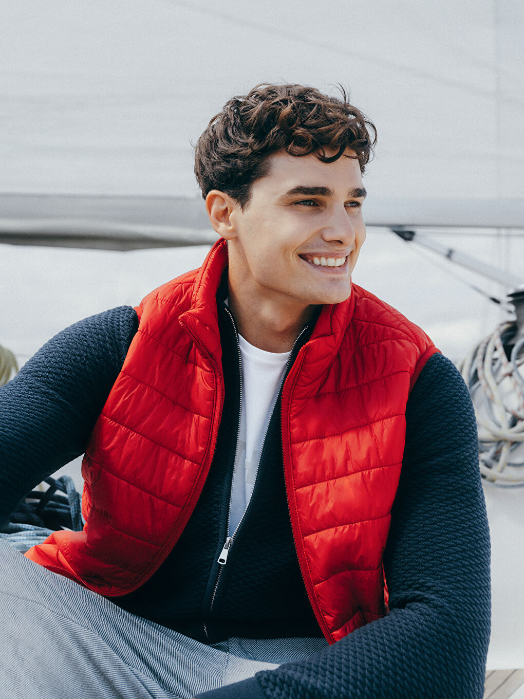 Lacivert Standart Kalıp Dik Yaka Erkek Triko Hırka-1