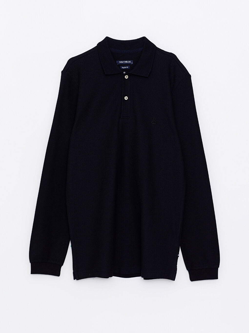 Siyah Polo Yaka Uzun Kollu Pike Erkek Sweatshirt-5