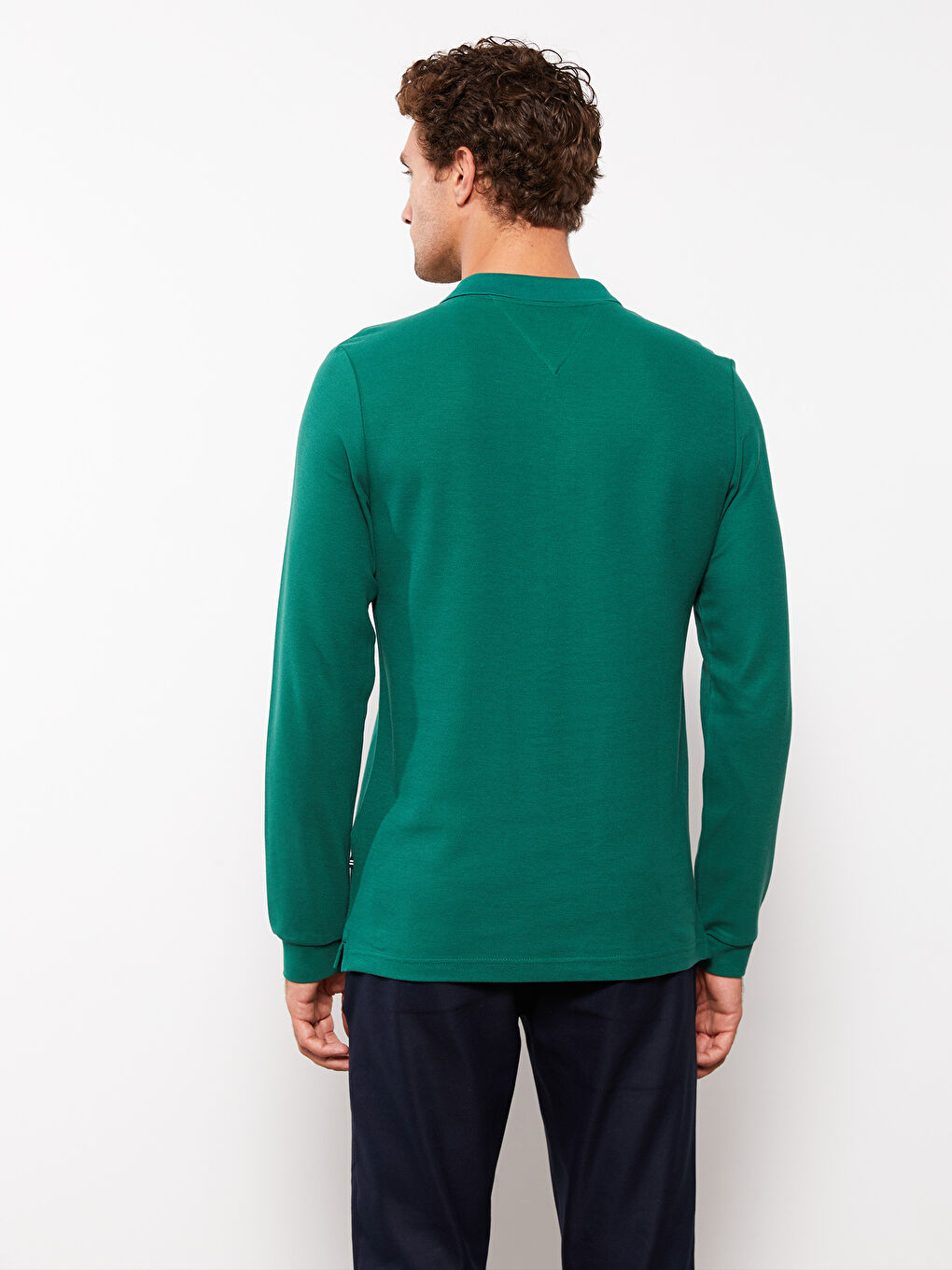 SOUTHBLUE Orta Yeşil Polo Yaka Uzun Kollu Pike Erkek Sweatshirt - 5