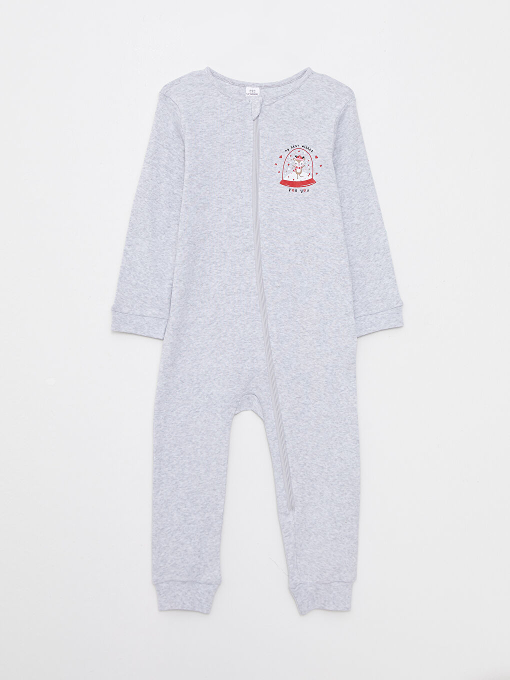 LCW ECO Crew Neck Long Sleeve Printed Baby Girl Jumpsuit -W2BK35Z1-CT3