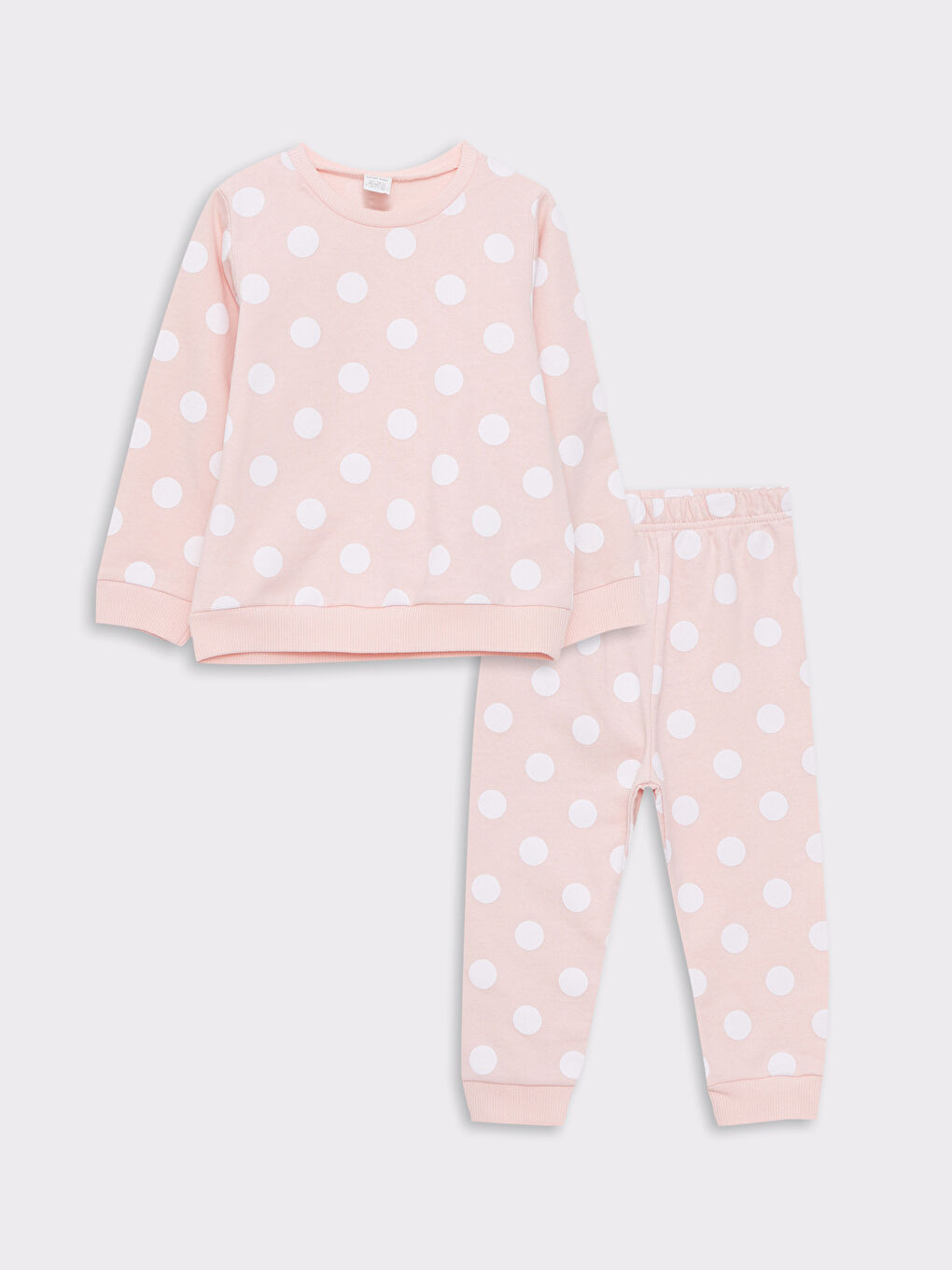 Bisiklet Yaka Uzun Kollu Desenli Pamuklu Kız Bebek Pijama Takımı