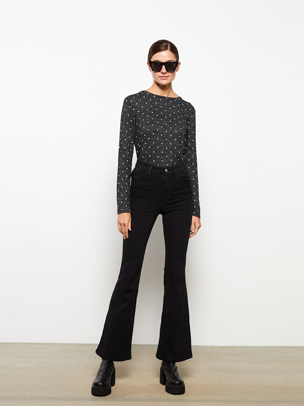 Blugi Denim cu Talie Înaltă, Croială Slim, Detalii Buzunar Regular pentru Femei-1