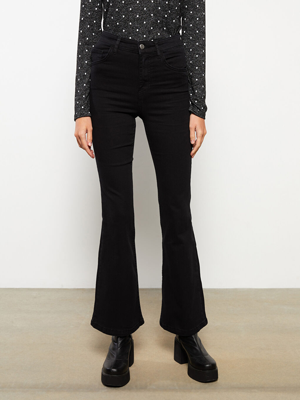 Blugi Denim cu Talie Înaltă, Croială Slim, Detalii Buzunar Regular pentru Femei-2