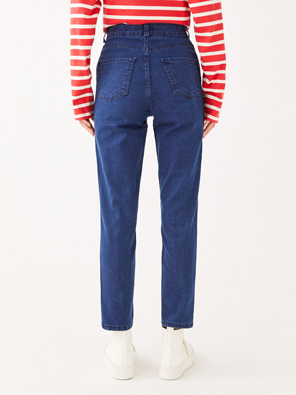 LCW ECO İndigo Kadın Mom Fit Düz Jean Pantolon - 4