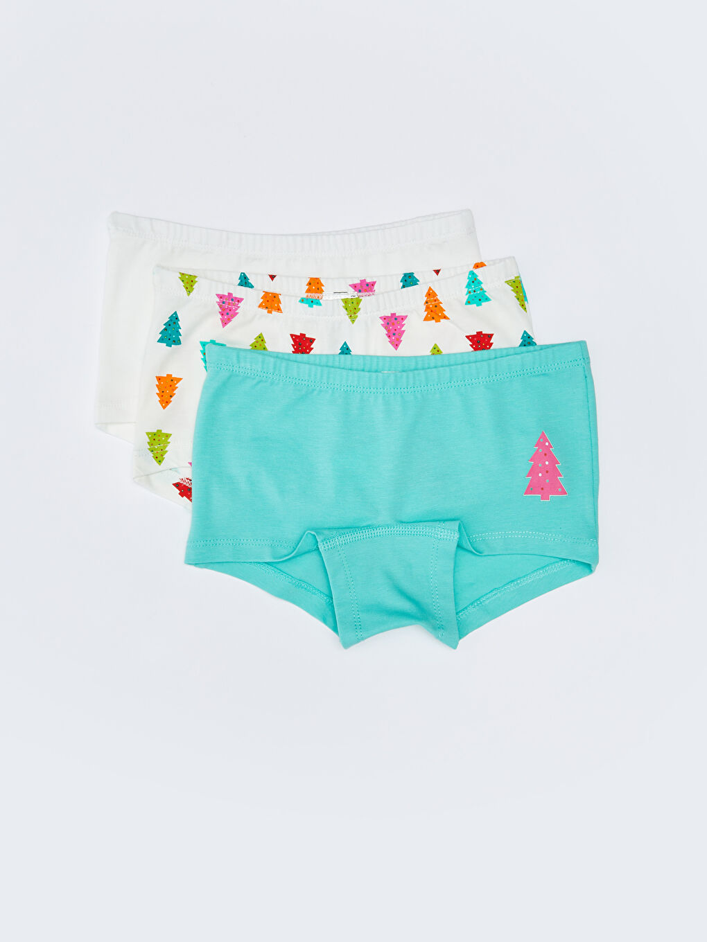 Turkuaz Baskılı Pamuklu Kız Çocuk Boxer 3'lü