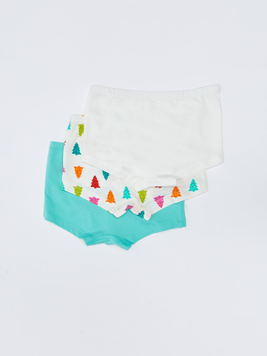 Turkuaz Baskılı Pamuklu Kız Çocuk Boxer 3'lü-1