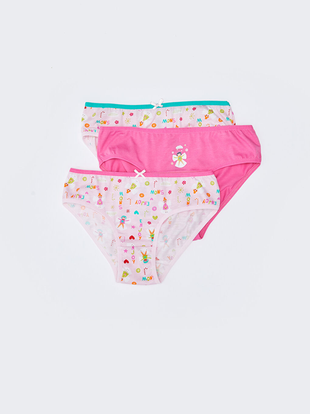 Pembe Baskılı Pamuklu Kız Çocuk Külot 3'lü