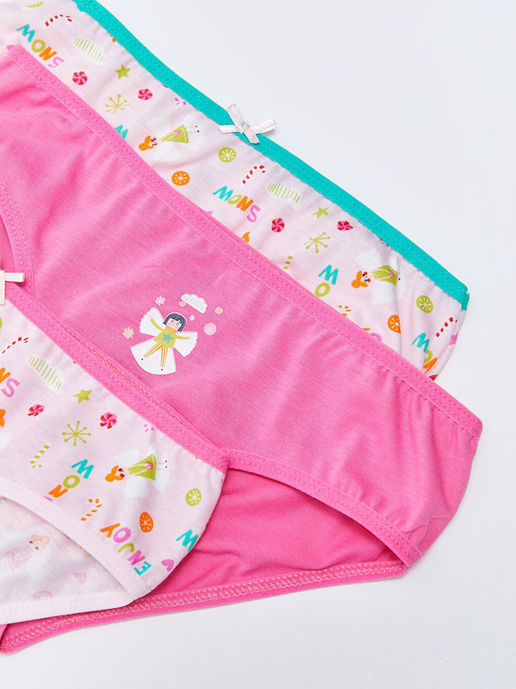 Pembe Baskılı Pamuklu Kız Çocuk Külot 3'lü-1
