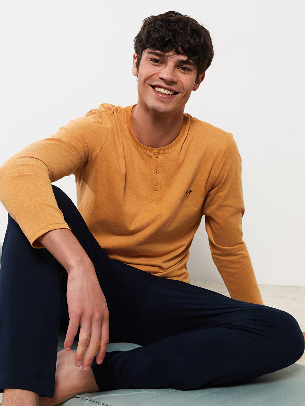 Lacivert Standart Kalıp Erkek Pijama Takımı