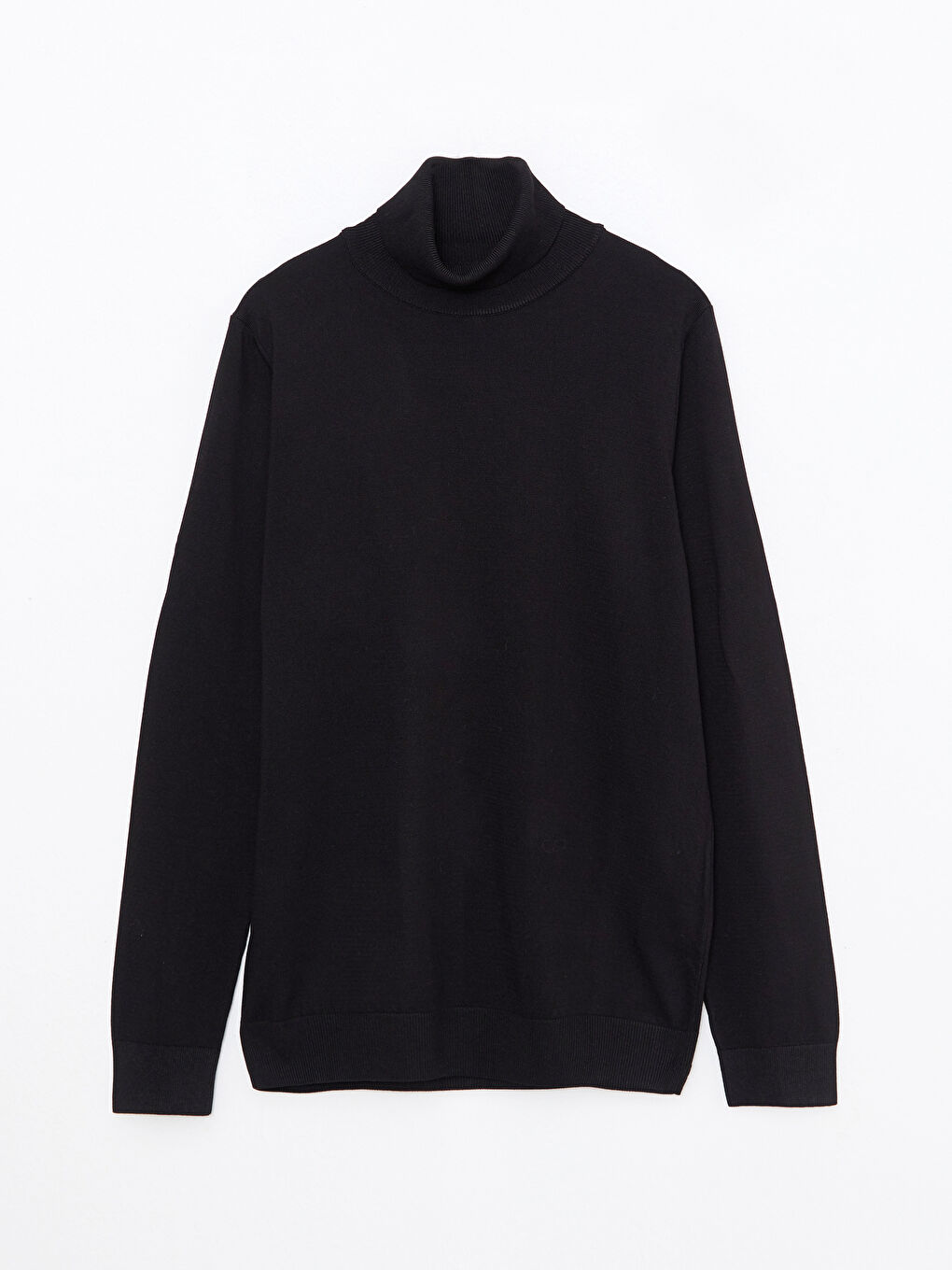 Siyah Balıkçı Yaka Uzun Kollu İnce Erkek Triko Kazak-5