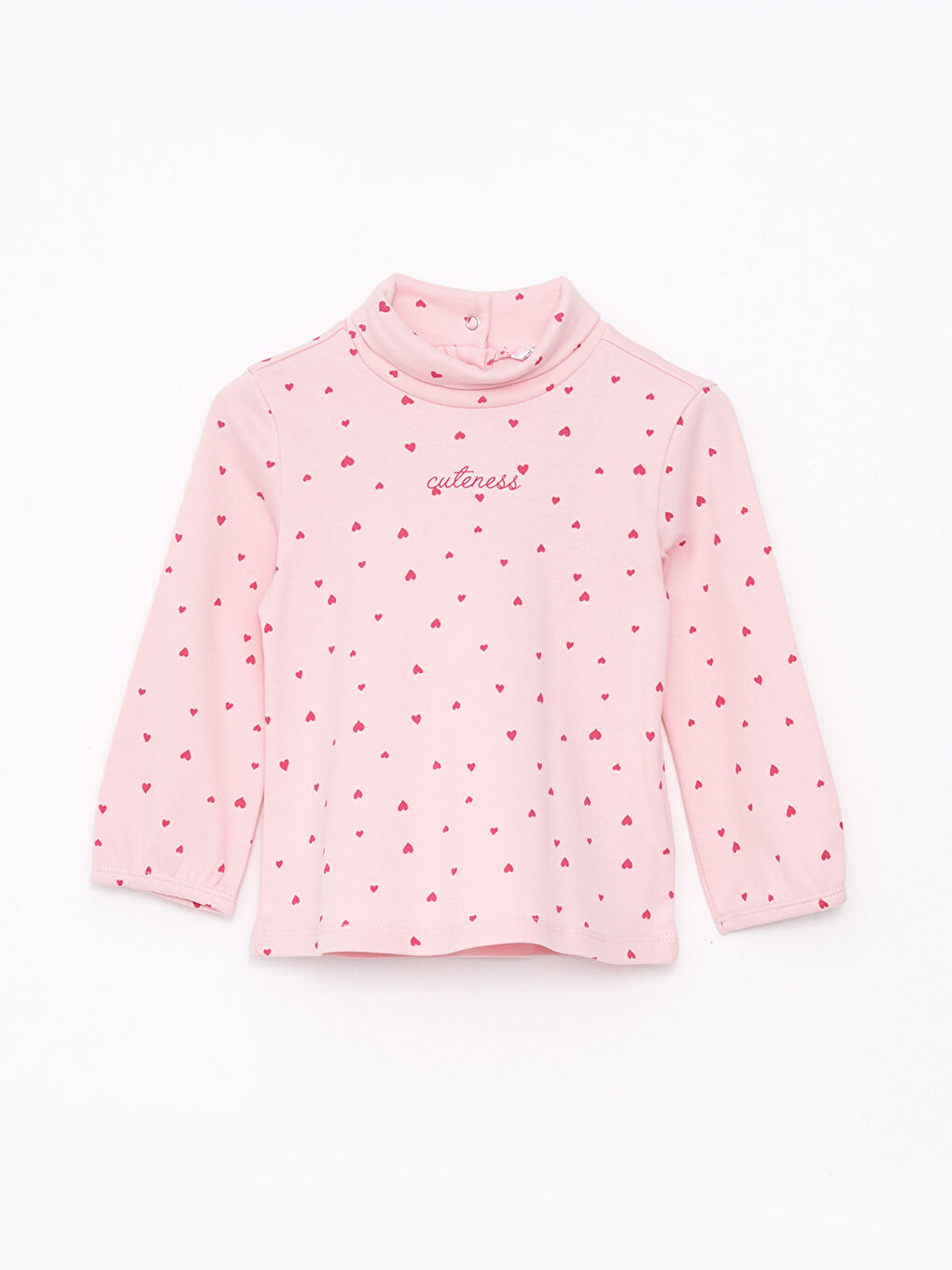 ნახევრად მაღალყელიანი გრძელმკლავიანი პოლკა წერტილოვანი პრინტიანი ბავშვის გოგონას მაისური