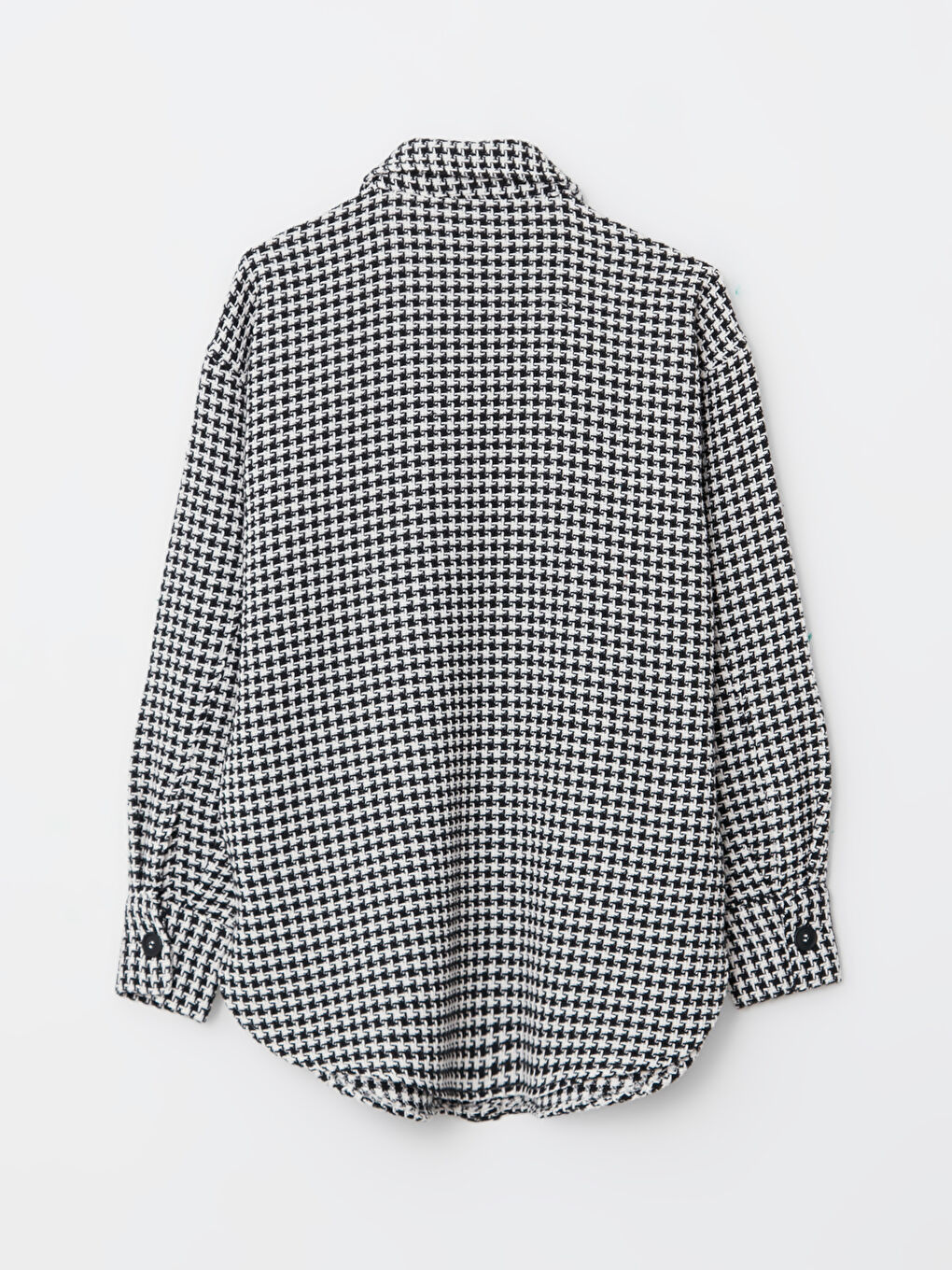 Siyah Ekose Uzun Kollu Kadın Gömlek Ceket-6