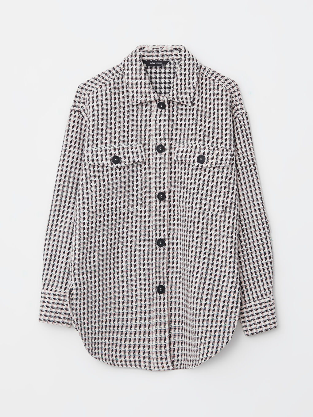 Pembe Ekose Uzun Kollu Kadın Gömlek Ceket-5