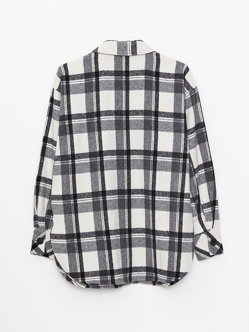 Siyah Ekose Uzun Kollu Kadın Gömlek Ceket-6