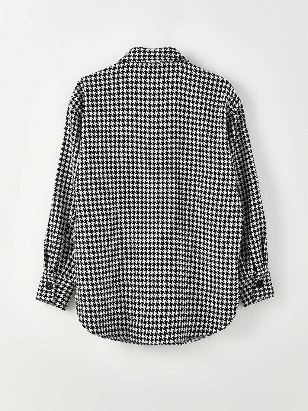 Siyah Desenli Uzun Kollu Tüvit Oversize Kadın Gömlek Ceket-6