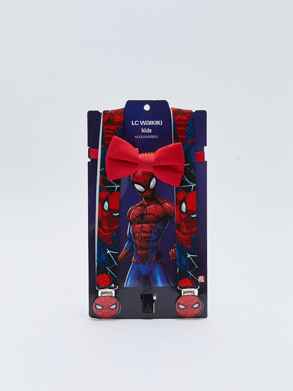 Kırmızı Spiderman Baskılı Erkek Çocuk Pantolon Askısı ve Papyon