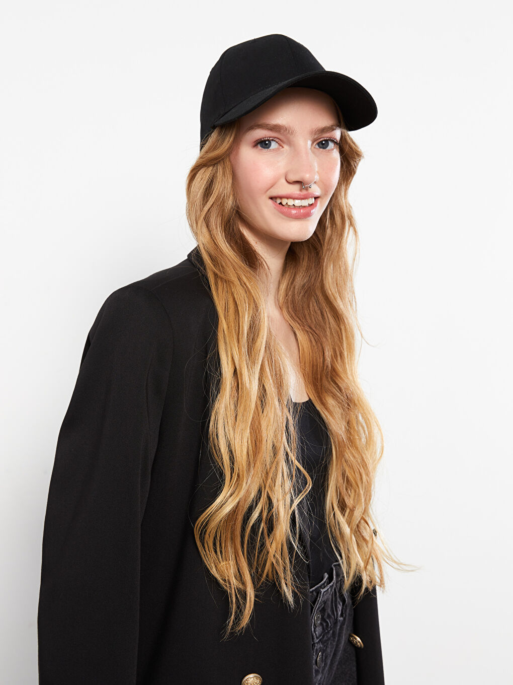 Siyah Kadın Düz Kep Şapka-2