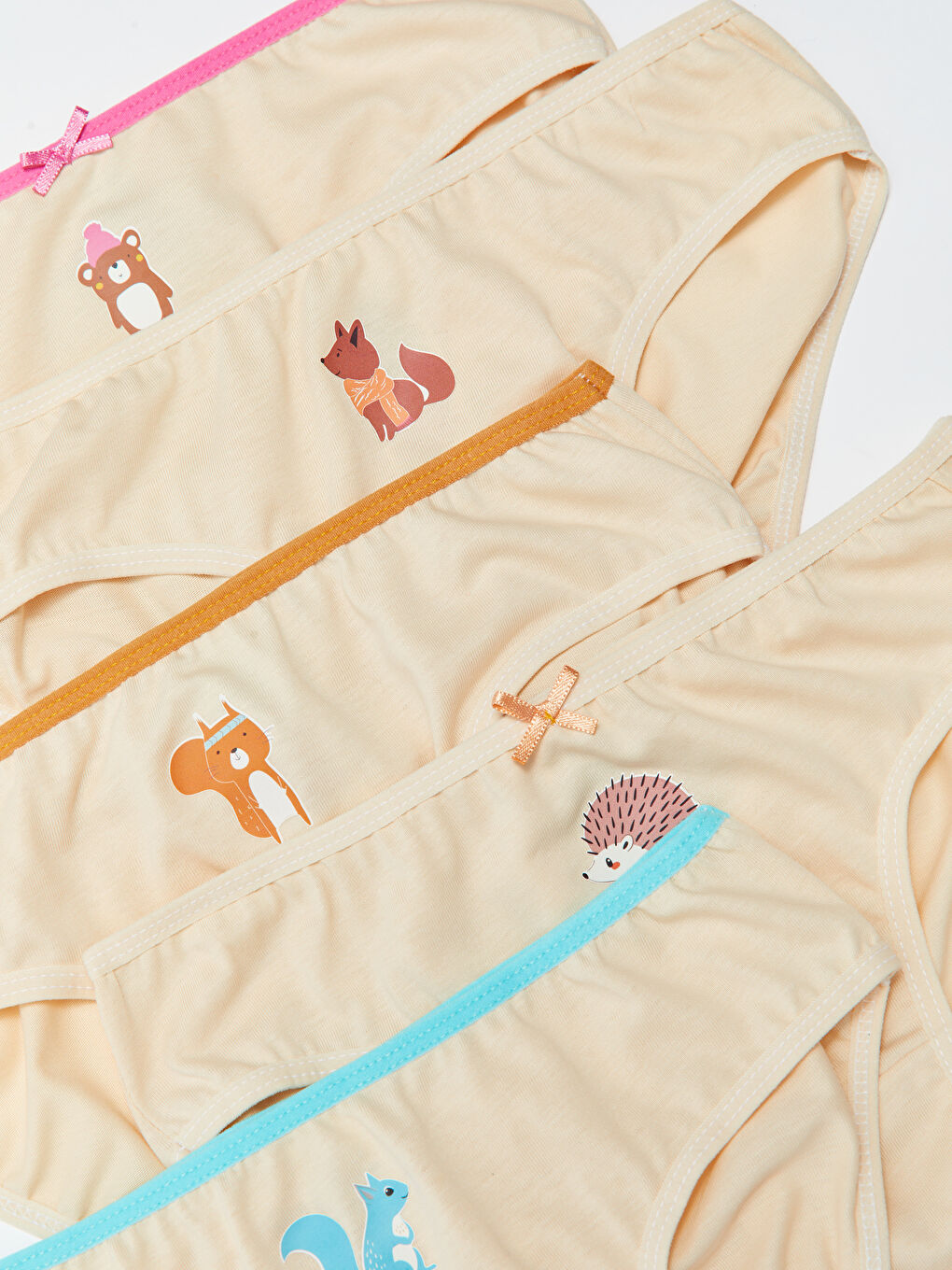 Bej Baskılı Pamuklu Kız Çocuk Külot 5'li-1