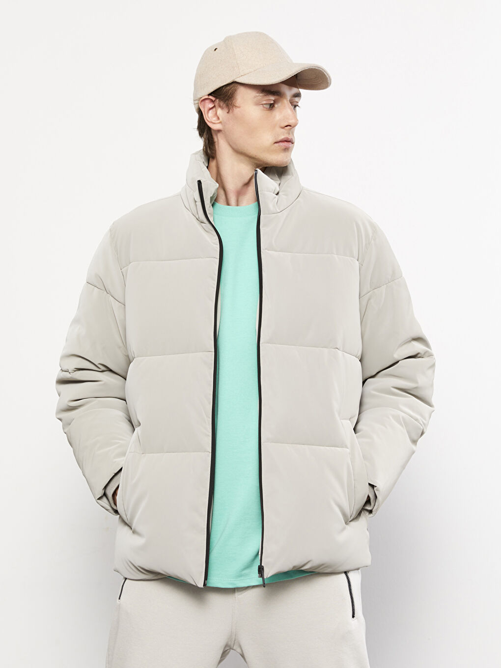 Standard Fit Funnel Neck Men's Coat-1