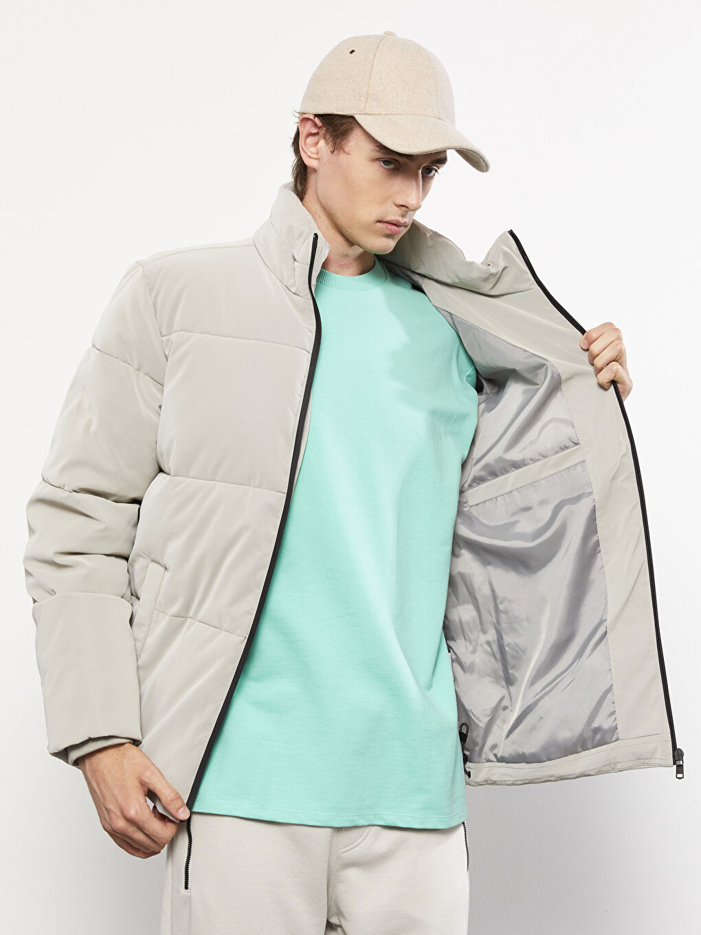 Standard Fit Funnel Neck Men's Coat-2