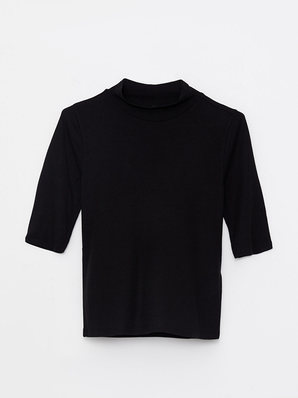 T-shirt pour Femmes à Manches Courtes Uni avec Col Cheminée-5