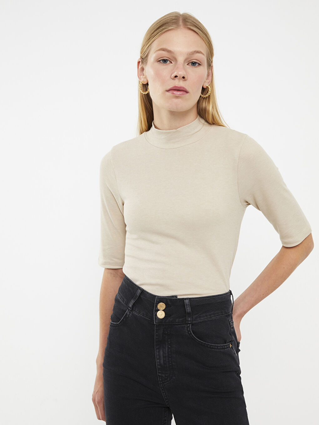 Žena BEŽ Majica kratkih rukava-1