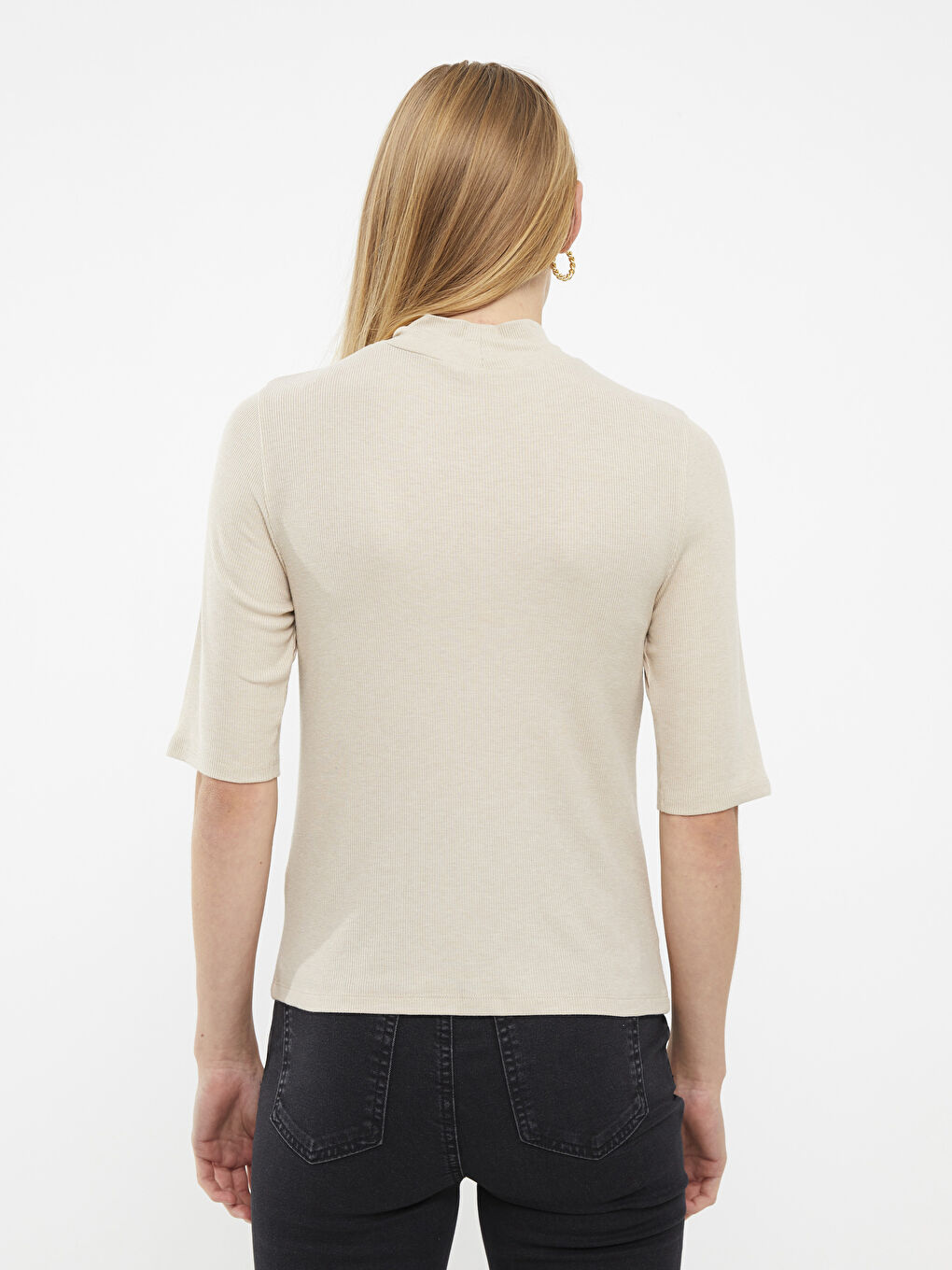 Žena BEŽ Majica kratkih rukava-4