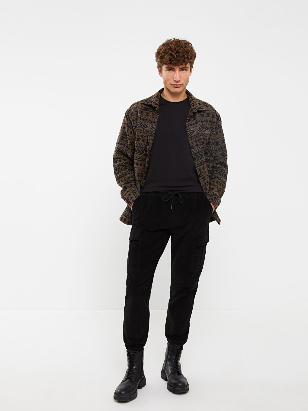XSIDE Standard Fit Samt Herren Cargo-Hosen -W2BL69Z8-RQL