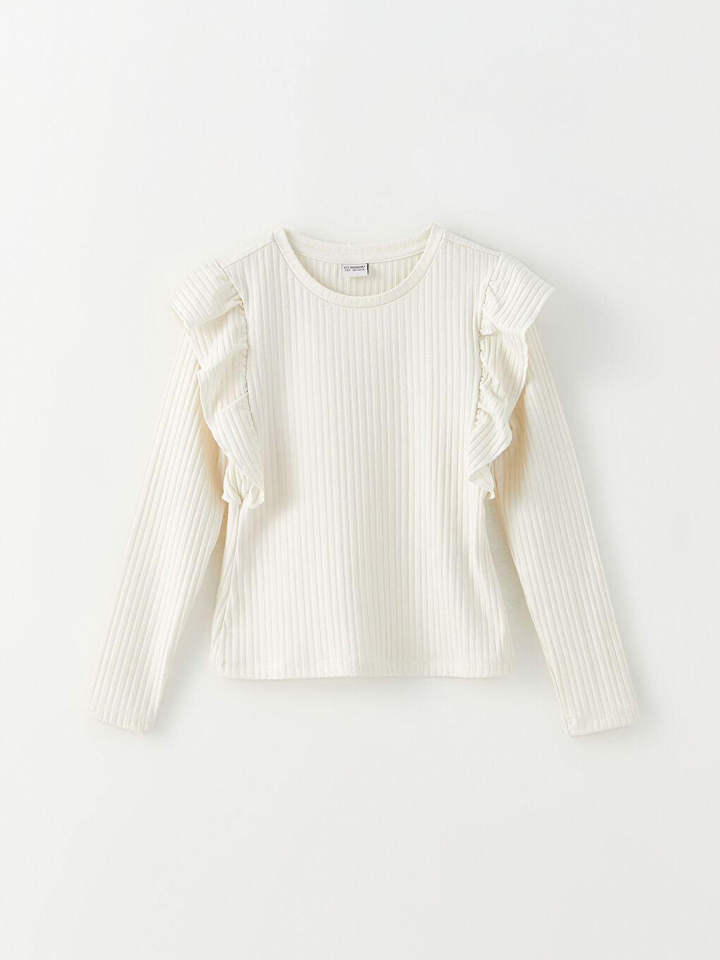 LCW Kids Crew Neck Ruffle Detailed Long Sleeve Girl's T-Shirt -W2BL72Z4-FDH