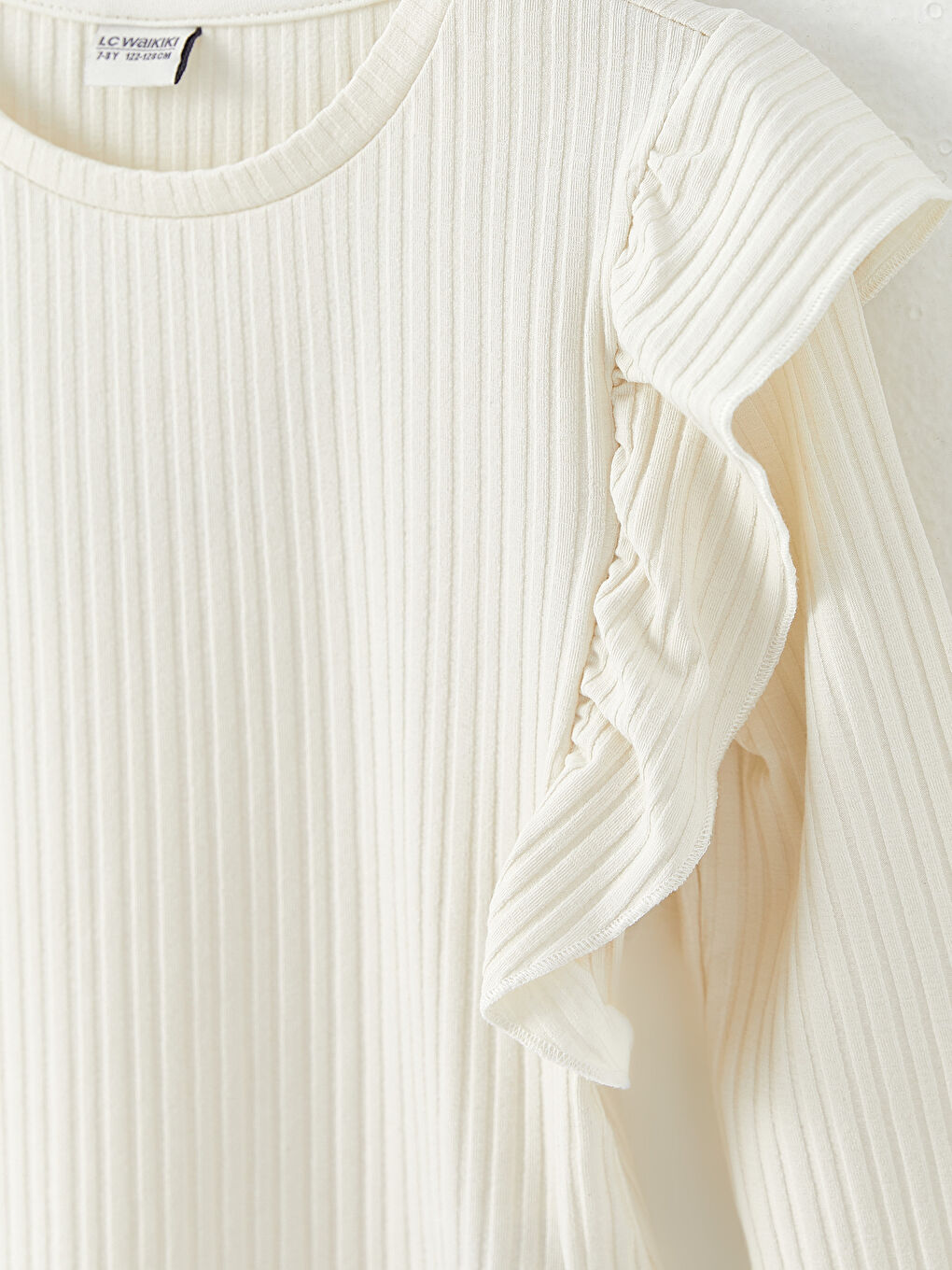 LCW Kids Crew Neck Ruffle Detailed Long Sleeve Girl's T-Shirt -W2BL72Z4-FDH